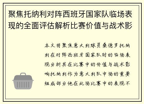 聚焦托纳利对阵西班牙国家队临场表现的全面评估解析比赛价值与战术影响